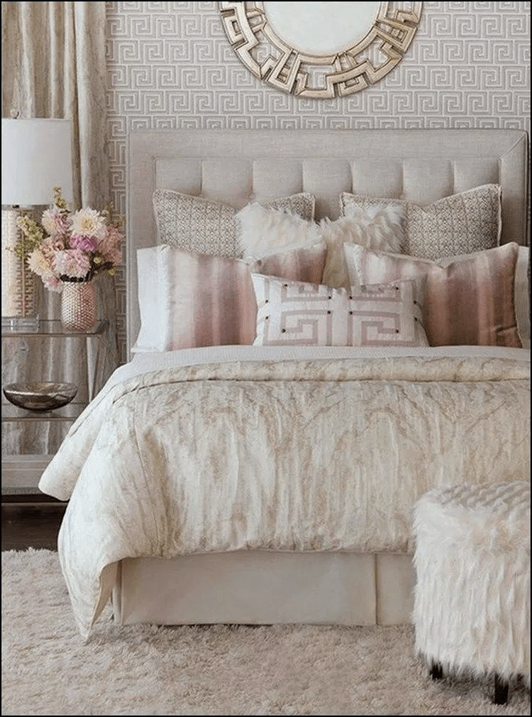 romantic bedroom faux fur pillow