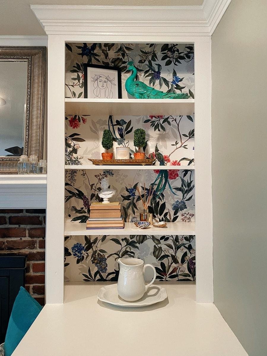 How To Apply Removable Wallpaper to Ikea Billy Bookshelves  Top Shelf DIY