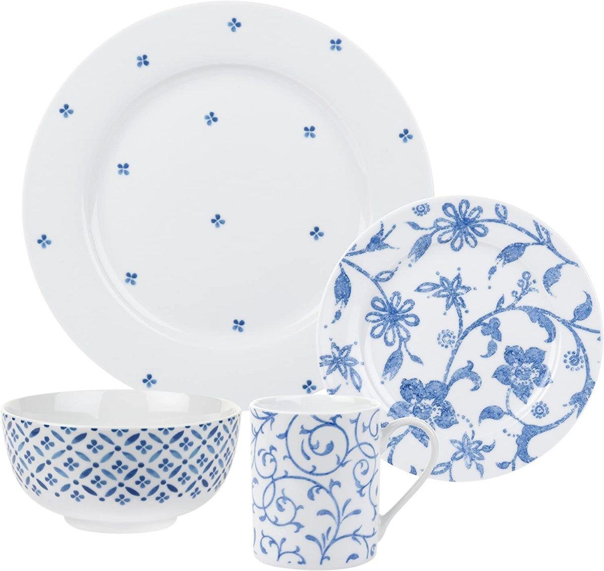 blue and white plates spode
